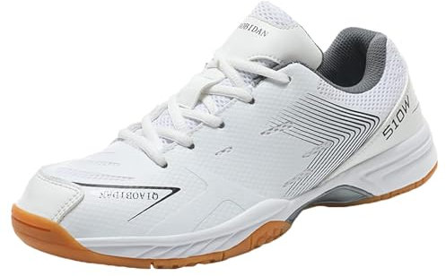 omcam Männer Frauen Tischtennis Schuhe Freizeit Mesh Walking Squash Tennisschuhe Casual Volleyball Fitness Turnschuhe,Grau,47 EU