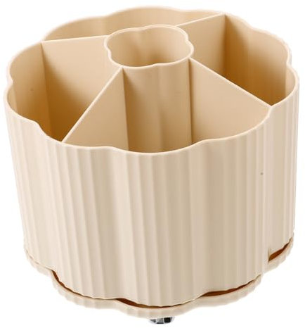 Tofficu 360grad Rotierender Make-up Pinselhalter Cremeweiß Vielseitiger Kosmetik Organizer Für Schminktisch Büro Für Pinsel Stifte Kleine Gegenstände Kompakt Und Tragbar