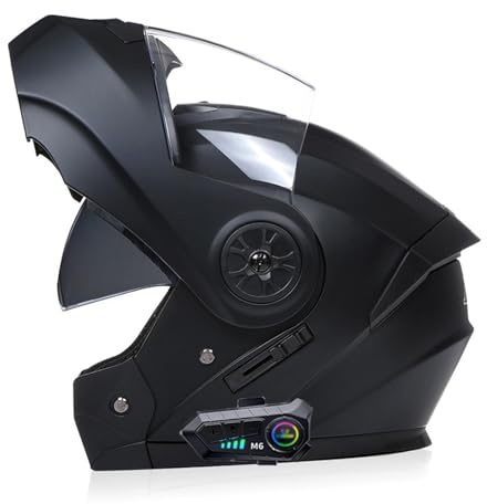 ZHTBATE Klapphelm Mit Sonnenblende ECE Zertifiziert Bluetooth Helm Motorrad Klapphelm Motorradhelm Integralhelme Mit Doppelvisier Und Mikrofon Motorradhelm Klappbar Für Herren Damen