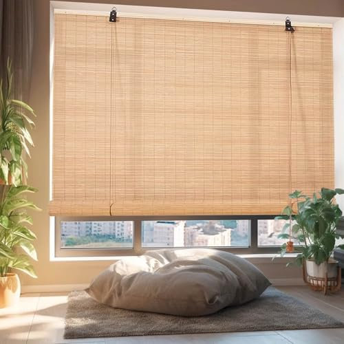 Custom Bamboo Blinds for Windows Shutters Light Filtering Outdoor Roller Blinds Roman Blinds Shades Outdoor Roller Blinds 70% Blackout UV Protection Privacy for Patio Porch Garden Kitchen 50-170cm(Car