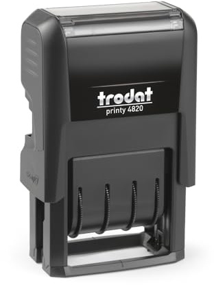 Trodat Timbro Printy 4820 4.0 Datario in Italiano, Autoinchiostrante Colore Nero, Formato Data GG MMM (in Lettere) AAAA, Altezza Carattere 4 mm, Impronta 25x4 mm, Cartuccia Nera Inclusa, in Astuccio