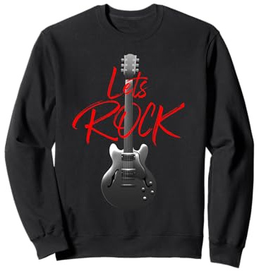 Rock N Roll LETS ROCK Vintage Gitarre Retro Herren Damen Sweatshirt