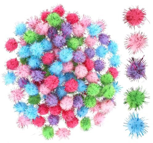 100 stücke Pompons zum Basteln 2cm Pompons Bunte Bommeln Flauschigen Plüsch bälle Flauschigen Plüsch Set für Lustige DIY Kreative Handwerk