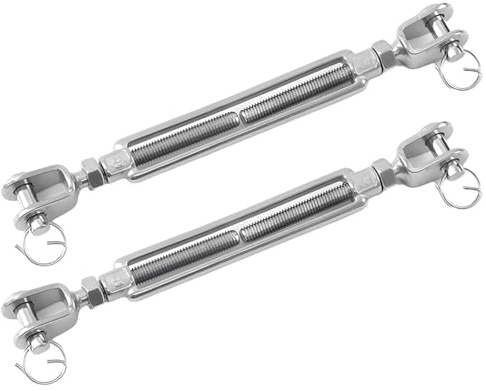Tenditore in acciaio inox 3/8 M10, tenditore regolabile per fune metallica con perno di bloccaggio e viti aperte/chiuse, 2 pezzi per fissaggio e serraggio