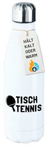 Huuraa Glitzer Trinkflasche Tischtennis Tischtennisschläger Geschenk | 500ml White Edelstahl Wasserflasche Trinkflasche Weiß Geschenkidee Glitzer Thermosflasche Isolierflasche Schraubverschluss