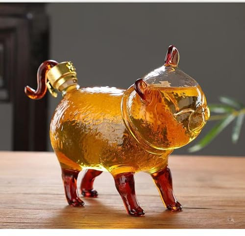 Carafe A Decanter Vin - Decanter Whisky Figurine, Carafe À Whisky En Verre Représentant Des Animaux Amusants, 500 Ml/750 Ml, Nouveauté 2025, Décorations De Noël(Cat(750ML))