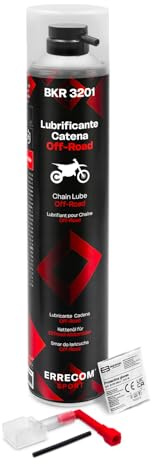 Errecom BKR 3201 Lubricante Cadena Motos Off-Road, Motos Todo Terreno, Resiste Barro y Agua,Chorro Preciso Sin Salpicaduras, Incluye Sistema Huggie con Extensión de 90°, Bote Aerosol 750ml