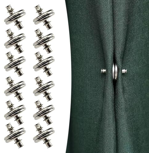 YUZNA 6 Paia Fermatenda Magnetici con Chiusura Magnetica per Tende e Tende da Doccia, Accessori per Camera da Letto, Soggiorno, Sala da Pranzo, Bagno, Ufficio (Argento)