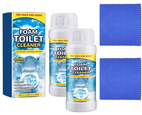 WC Reiniger Extra Stark, 2025 Neu Multifunktional Toilettenreiniger Urinsteinentferner Mit Towel, Schaum Reiniger, Starke Entfernung von Flecken, Putzmittel für Toilette und Badezimmer 100g (2)