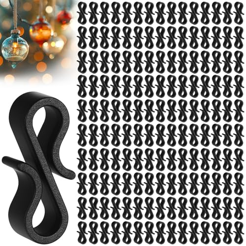 saerryor 150 PcsGutter Hooks for Outdoor Lights | Mini Plastic S Gutter Clips for Hanging Outside String Lights,Icicle Fairy Lights,Christmas Tree Decorations