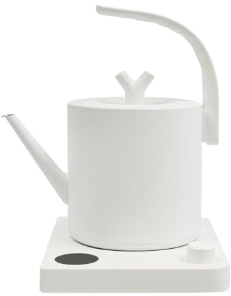 Wasserkocher mit Schwanenhals Edelstahl 1L, Teekocher Elektrisch, Wasserkocher mit Temperatureinstellung und Warmhaltung, Schnelles Aufkochen (Weiß)