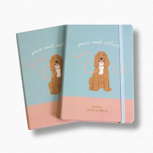 Cute CREATIONS A5 anteckningsbok inbunden, dagbok fodrad för att skriva, arbeta, studera, planera, dagbok, journalering, gåva med söt hunddesign (2, Spaniel)