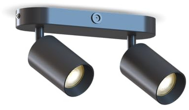 CALEX LED Deckenlampe, 2-flammig GU10 Spots, Deckenstrahler, Schwenkbar, Oval, Schwarz & Gold