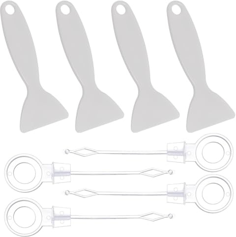 JYNXOR 8Pcs Casa Raschietto Paletta Ghiaccio per Frigorifero e Congelatore,4 Ghiaccio Multifunzionale Rinforzato e 4 Strumenti di Pulizia per Fori di Drenaggio Universali per Frigorifero e Congelatore