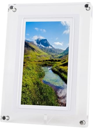 TOPINCN Cornice Digitale in Acrilico Dal Design Unico Luce Ambientale a LED con Rotazione Automatica Cornice di Visualizzazione di Memoria da 4 GB per la Camera da Letto Dell'ufficio Domestico