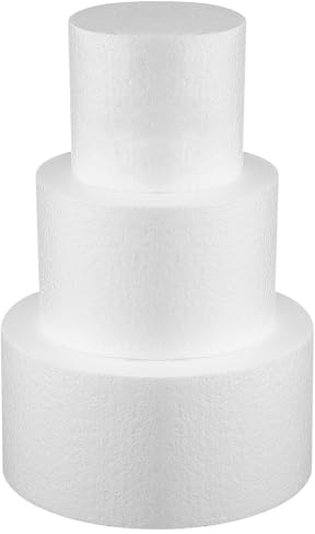 BCOATH Set 3 Manichini per Torte in Schiuma, Modelli di Torta a Strati Ø100/150/200mm, Base per Decorazioni e Pratica di Pasticceria, Accessori per Esposizione e Fotografia Torte