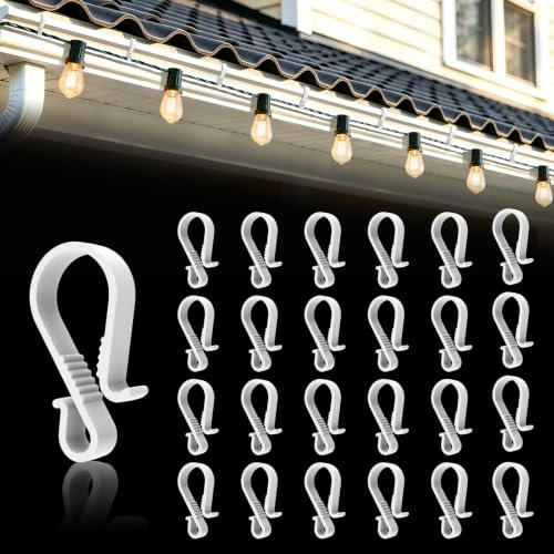 Gutter Hooks for Outdoor Lights, 60Pcs S Clips for Hanging Christmas Lights | Non-Slip Plastic Gutter Hooks, for Hanging Icicle Fairy Light, Christmas Tree, Indoor Outdoor Decorations, White