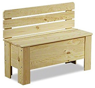 MODO24 Truhe Holztruhe Holzbank Truhenbank Sitzbank für Kinder Spielkiste B-12 Serie B (B-12, unbehandelt)