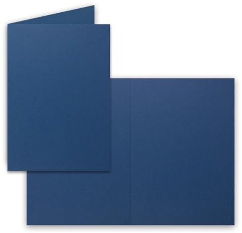 25x Falt-Karten DIN A6 in Nacht-Blau - Blanko - Doppel-Karten - 220 g/m²