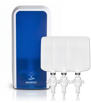 Blanc HYGIENIC Cosmos Sensor-Desinfektionsspender Blau-Weiß + 3 L | Sensor-Desinfektionsspender Blau-Weiß, 3 × 1 L Desinfektion, 3 Dosierstufen, bis zu 3.000 Anwendungen