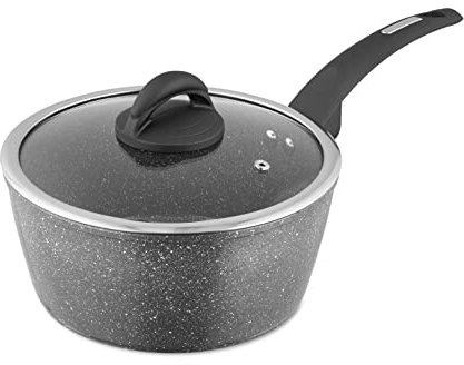 Tower T81219 Cerastone Forged Saucepan with Non-Stick Coating and Soft Touch Handle, Graphite, 22 cm