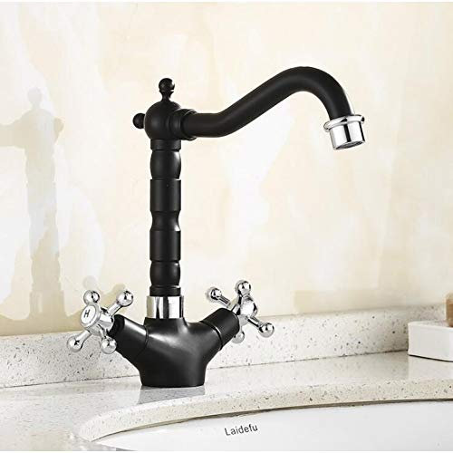 YHSGY Waschtischarmaturen Klassische Vintage Chrom Farbe Bad Wasserhahn Ktichen Wasserhahn Waschtischmischer Zwei Handgriff Spültischmischer Heißen Und Kalten Wasserhahn