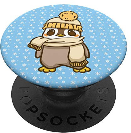 Blauer Pinguin Schneeflocken Weihnachten Pinguine Geschenk PopSockets PopGrip: Ausziehbarer Sockel und Griff für Handys/Tablets mit Tauschbarem Top