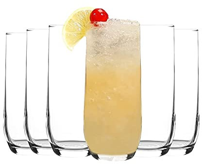 LAV 12 Pieza Sude Highball Vasos, Decorado - Moderno Long Drink Vidrio Vasos de cóctel - 415ml