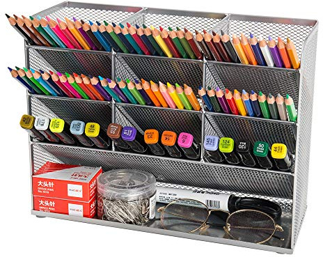 Vikmyer Netz Schreibtisch Organizer Multifunktionale Desktop Schreibwaren Stifthalterbox für das Heim Büro Schule Supply Lagerregal