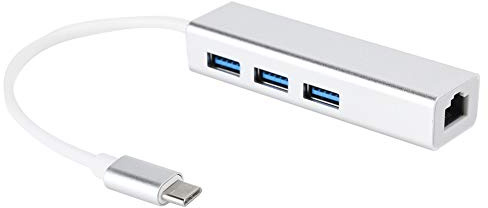 Annadue Adaptador USB 3.0 a Ethernet, Tipo C a Red LAN RJ45 Gigabit Ethernet con HUB de 3 Puertos, con Disco U, Disco Duro móvil, Controlador de Juegos, etc. Conexión, Plug-and-Play.