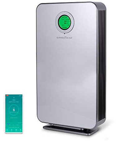 Goodyear - Purificador Ionizador de Aire con filtro HEPA13 152m2. 380M3/h. Elimina 99,9% de las Partículas Contaminantes. Ionizador de Aire con Doble Lámpara UV-C Longitud de Onda 253.7mm