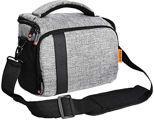 FOSOTO Kameratasche Schultertasche für SLR-Kamera und Zubehör Kompatibel mit Nikon D3500 D5600 D610 D3200 D7500, Canon 2000D 60D 80D 90D 6D MarkII 77D, Fujifilm X-T20 X-A5 X-TYG100 mit Regenhülle