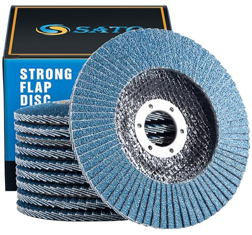 S SATC Fächerscheibe 125 Korn 80 für Metall Holz Stahl Schnelles und Präzises Schneiden Lamellenscheiben 10 Stück Schleifmopteller Schleifscheiben 125mm Winkelschleifer