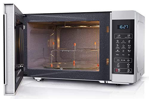 SHARP YC-MG81EW Microonde Con Grill da 28 litri, Controllo Digitale, Microonde: 900 W, Grill: 1100 W, 11 Livelli di Potenza, Girevole, Blocco bambini, Funzione ECO, Colore Bianco.
