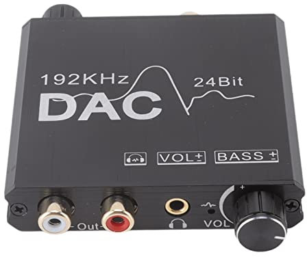 Goshyda Convertisseur Audio Numérique vers Analogique 192KHz, Répartiteur Optique vers en Alliage D'Aluminium, avec Câble Coaxial Optique, Convertisseur DAC pour Lecteurs HD