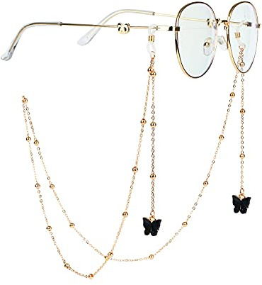 DNLKWGO Brillenketten mit Schmetterlingsanhänger, stilvolle Brillenkette, Sonnenbrillenriemen für Damen, 5#, One size