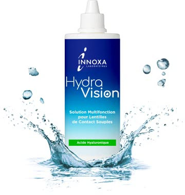 INNOXA Laboratoires - Solution pour Lentilles de Contact Souples - Acide Hyaluronique - Nettoyant, Désinfectant, Humidifiant - Yeux sensibles - Étui à Lentilles inclus - 360 ml