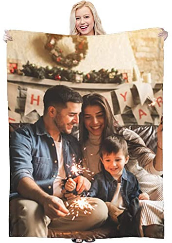 goee Benutzerdefinierte Decke Flanell Decke Personalisierte Foto Fleece Decken,Decke selber gestalten Foto,Geschenk für Familie Paar Freunde (1 Photo,120x175cm/47x69'')