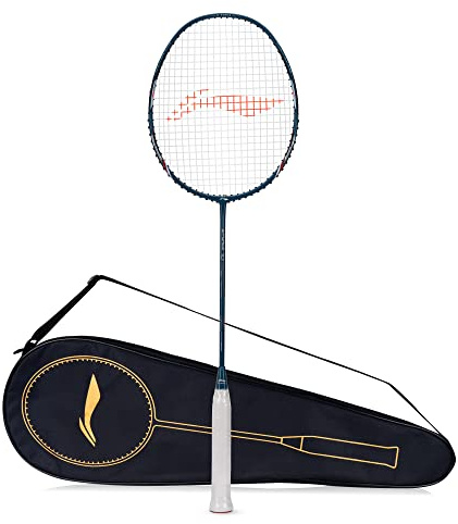 Li-Ning G-Force X5 Kohlefaser-Badmintonschläger mit vollständiger Abdeckung, 82 g, 12,7 kg, Cool Grey: Weiß