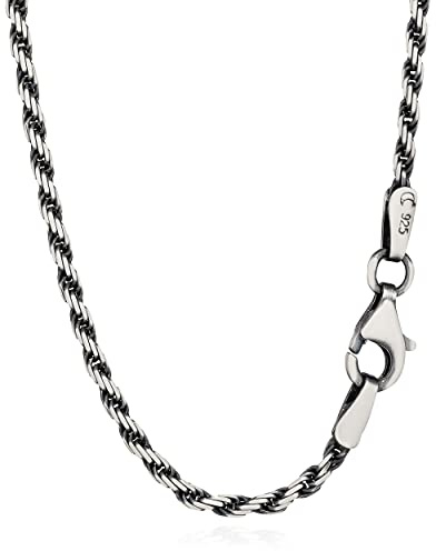 45 cm snöre halsband 925 sterling silver oxiderat halsband svart 1,8 mm bred
