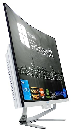 SIMPLETEK All in One 27 Zoll Curved Computer | Intel i5 Prozessor 10 Gen | Grafikkarte RX550 4 GB | Windows 11 | 32GB RAM 2TB SSD | Ideal für Grafik, Gaming, Arbeit