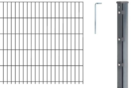 Alberts 679354 Doppelstabmattenzaun als 16 tlg. Zaun-Komplettset | verschiedene Längen und Höhen | anthrazit | Höhe 83 cm | Länge 17,5 m