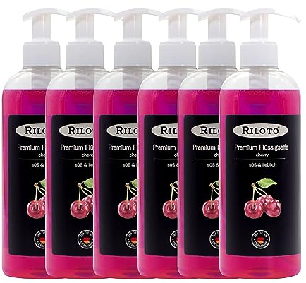 Lorito Premium Flüssigseife Cherry 6 x 500ml vegan | Pflegende Handseife flüssig mit Kirschduft, Seife für empfindliche Haut, erhält geschmeidig weiche Haut