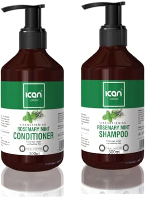 ican London Rosemary Mint Strengthening Hair Shampoo + Conditioner 300ml Each Duo Set
