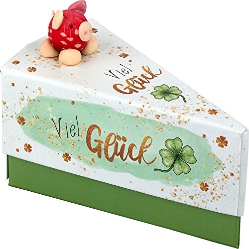 KAMACA Geschenkschachtel Tortenstück für Geldgeschenke kleine Geschenke Präsente Geschenkverpackung Geld Gutschein Geburtstag (Geschenkschachtel Viel Glück)