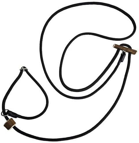 Themahund Moxonleine mit Zugstopp, 8 mm, 300 cm, Schwarz | Umhängeleine: Halsband & Leine in einem, verstellbarer Zugstopp, schnelles An- & Ableinen