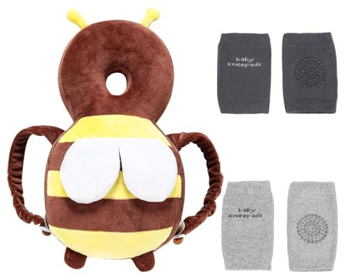 VBNZBK Protector de Cabeza para Bebés, Almohadilla Protectora Ajustable Contra Impactos, Suave y Transpirable, Adecuada para Bebés que Gatean de 4 y 36 Meses (Marrón)