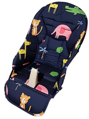 Hiseng Baby Hochstuhl Kissenbezug, Karikatur Hochstuhl Bezug Universeller Baby Esszimmerstuhlbezug PU Hochstuhl Sitzauflage Baby Hochstuhl Ersatzbezüge für Kinder Jungen Mädchen (40x83cm,Dunkelblau)