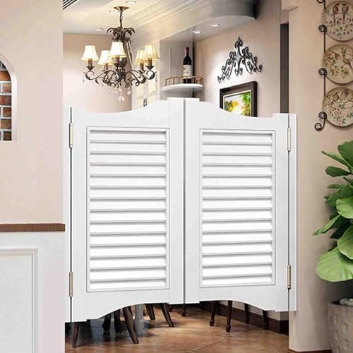 TsoLAY portales de media cintura Puerta plegable de persiana, puerta giratoria de café Vintage, puerta giratoria de partición de madera maciza, puerta de media cintura con valla de cierre automático p