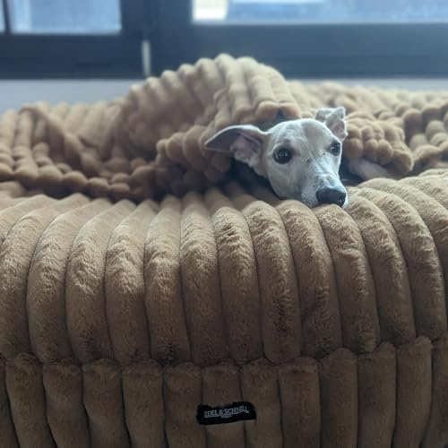 EDEL&SCHNELL Hundebett Bezug 90 cm braun | Ersatzbezug aus Nerz-Kunstfell mit Deckel | passend für Hundebett Flocke, Cosybed & Hyggebed